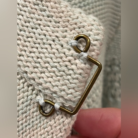 Cabi chunky knit sweater-short-mint-light‎ blue-NWOT-cotton-hook close NWOT - Picture 9 of 14